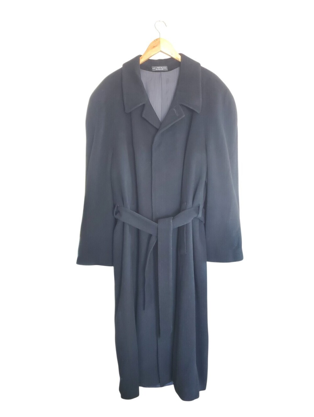 Bachrach Coat Mens XL Black Cashmere Blend Long Overcoat Jacket Trench Heavy 50"